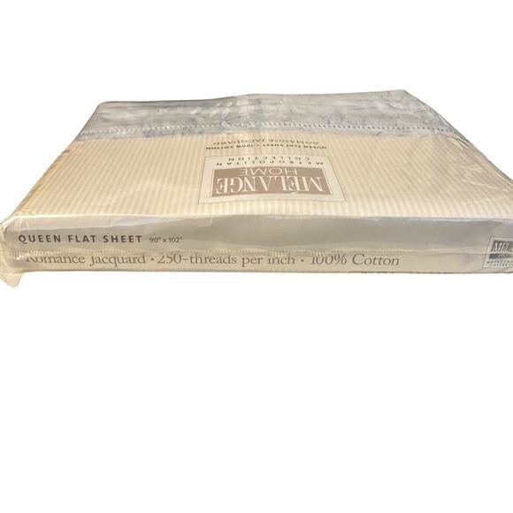 Melange Home Metropolitan Collection Queen Flat Sheet 100% Cotton Blue Rose NEW - Picture 2 of 3